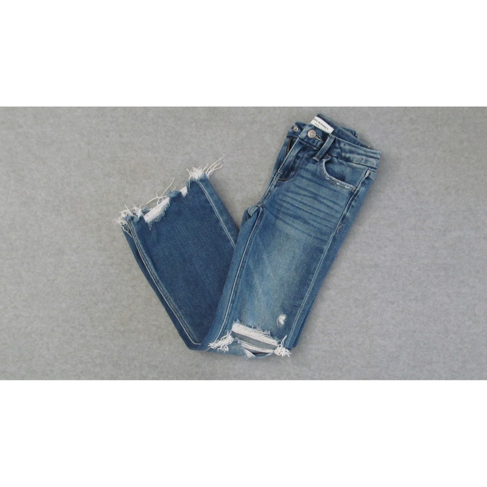 Flying Monkey Girls Mid Rise Boot Cut Jeans Size 7 Distressed Fray Hem BYK1057R